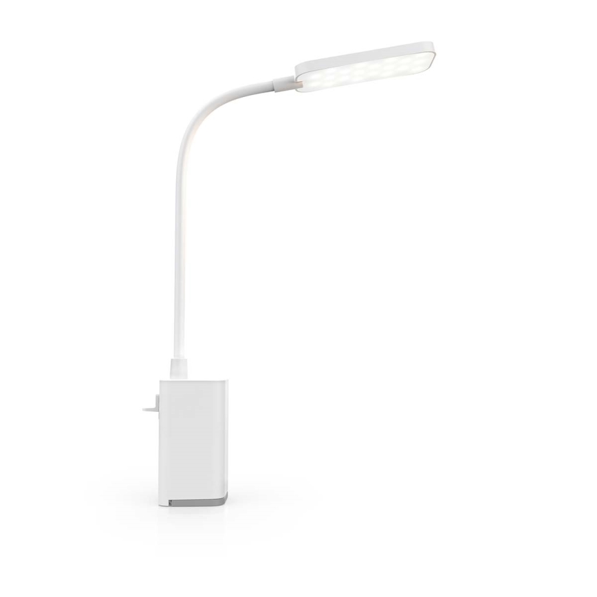 LED reguliuojama įkraunama jutiklinė lanksti stalinė lempa su spaustuku LED/5W/1200 mAh balta