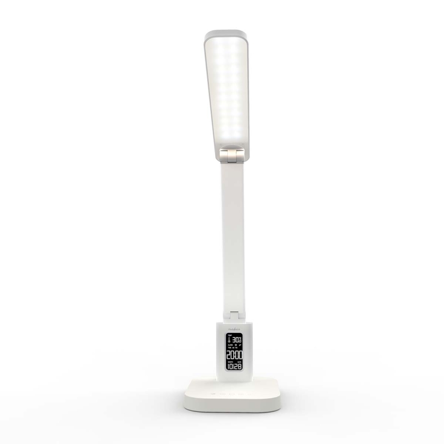 Reguliuojama įkraunama jutiklinė LED stalinė lempa su ekranu LED/7,5W/1200 mAh 3000/4000/5700K CRI 90 balta