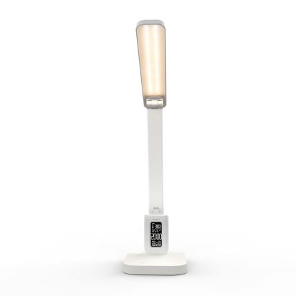 Reguliuojama įkraunama jutiklinė LED stalinė lempa su ekranu LED/7,5W/1200 mAh 3000/4000/5700K CRI 90 balta