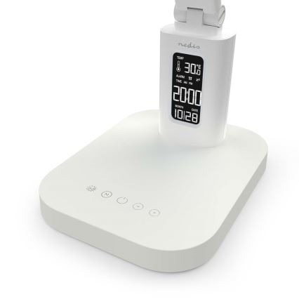 Reguliuojama įkraunama jutiklinė LED stalinė lempa su ekranu LED/7,5W/1200 mAh 3000/4000/5700K CRI 90 balta