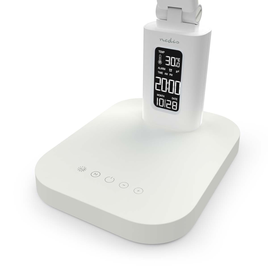 Reguliuojama įkraunama jutiklinė LED stalinė lempa su ekranu LED/7,5W/1200 mAh 3000/4000/5700K CRI 90 balta