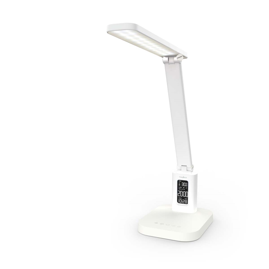 Reguliuojama įkraunama jutiklinė LED stalinė lempa su ekranu LED/7,5W/1200 mAh 3000/4000/5700K CRI 90 balta