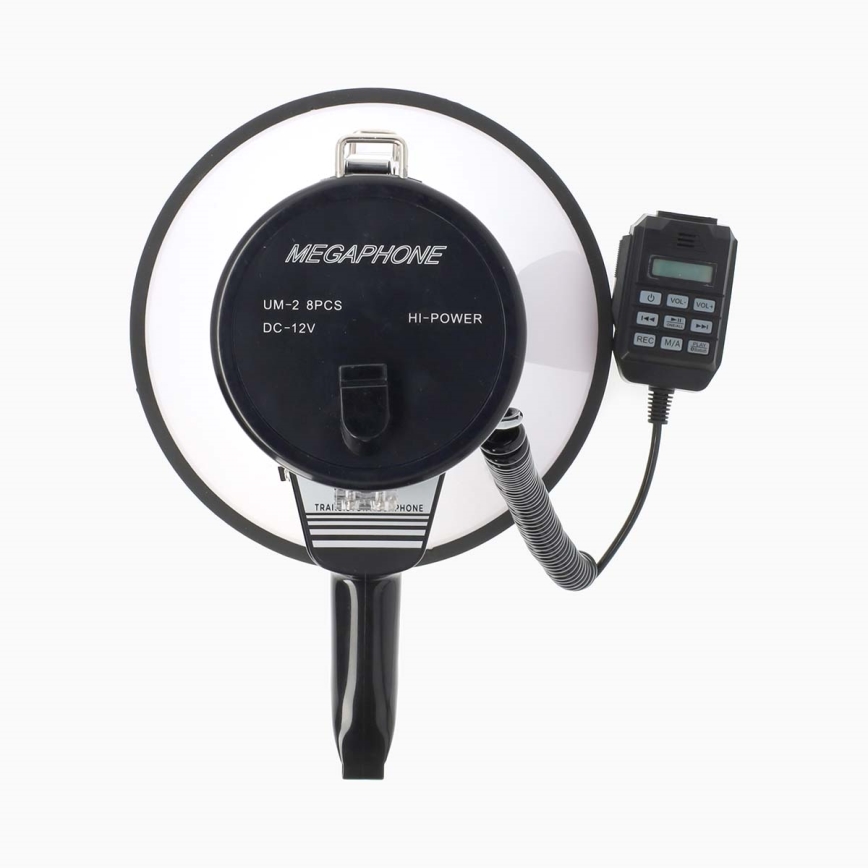 Megafonas su išoriniu mikrofonu USB 25W/8xC balta/juoda