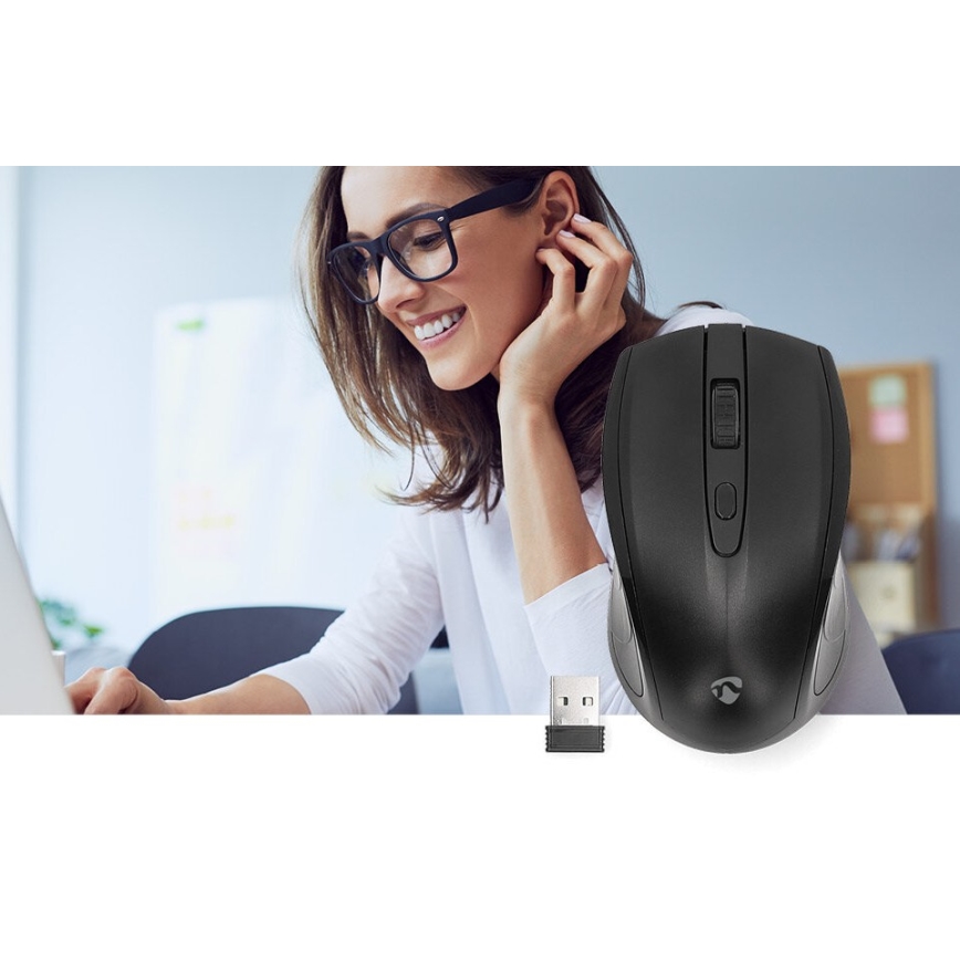Belaidė pelė 800/1200/1600 DPI 2xAAA juoda