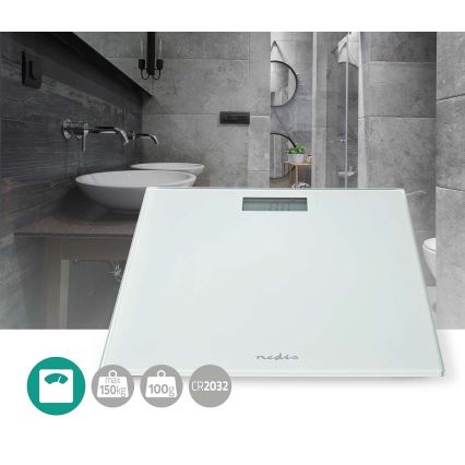 Skaitmeninė asmeninė svarstyklė 1xCR2032 balta