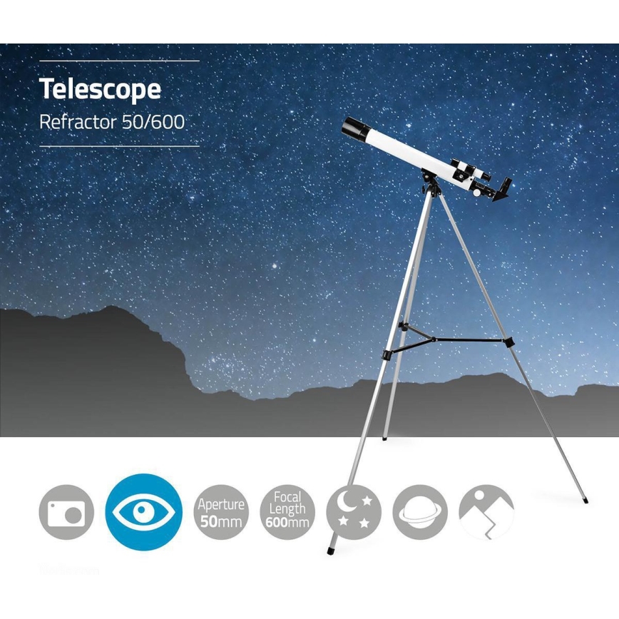 Teleskopas 50x600 mm su trikoju