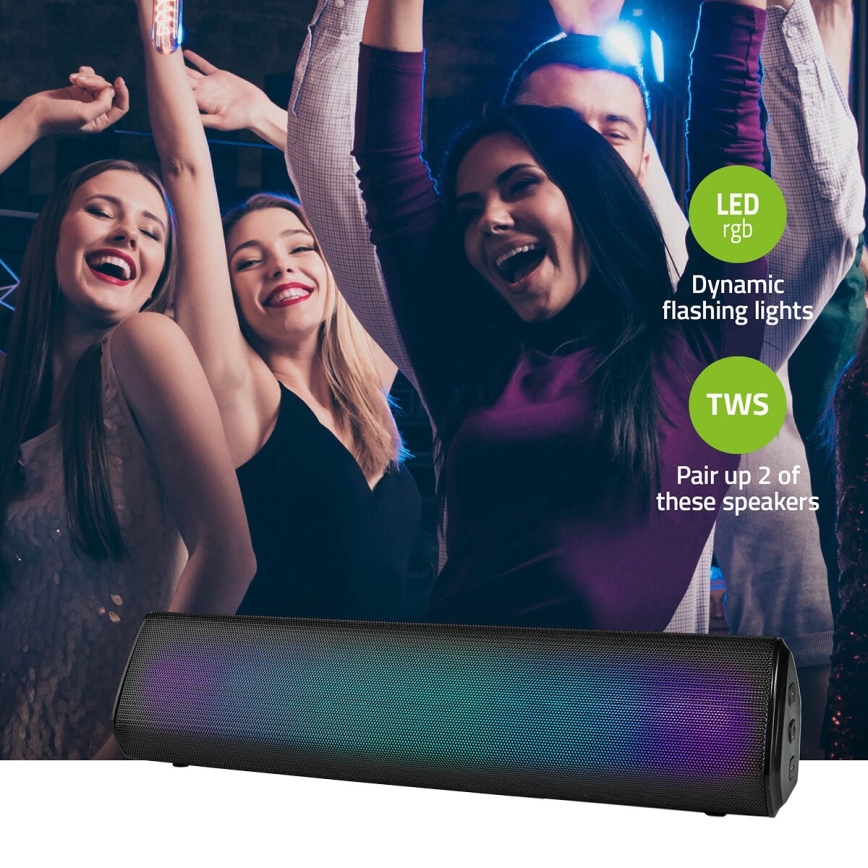 LED RGB įkraunamas garsiakalbis 18W/1200 mAh