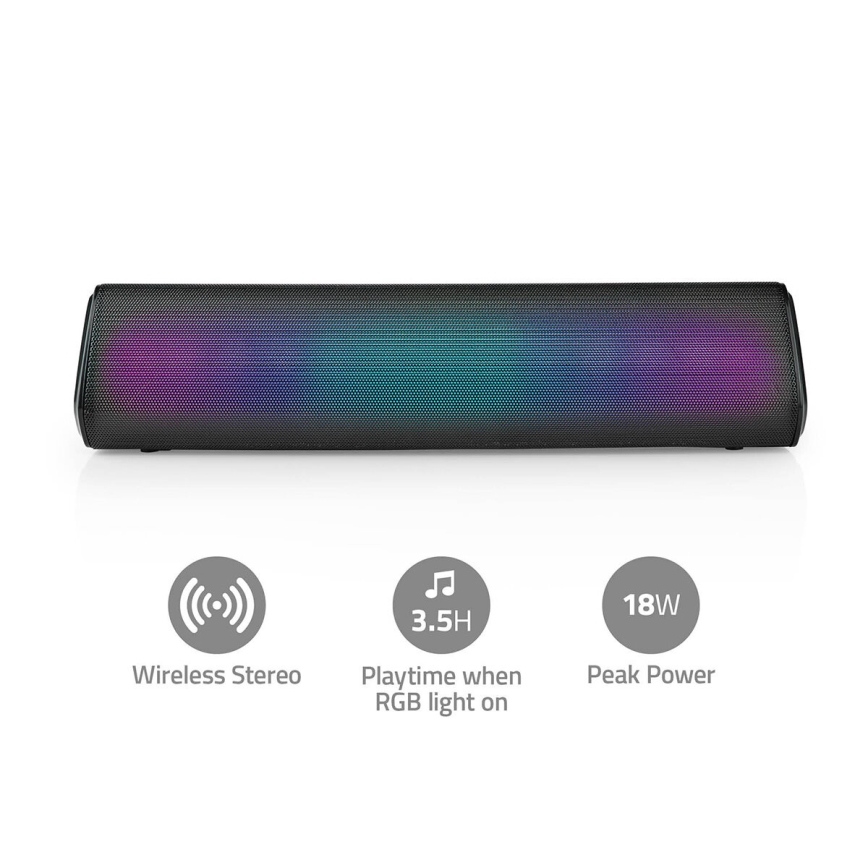 LED RGB įkraunamas garsiakalbis 18W/1200 mAh