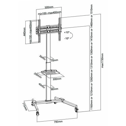Grindinis stovas televizoriui 32-55" juoda