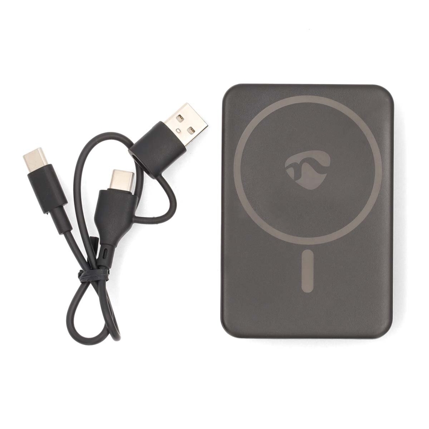 Išorinė baterija 2in1 MagSafe 5000 mAh juoda