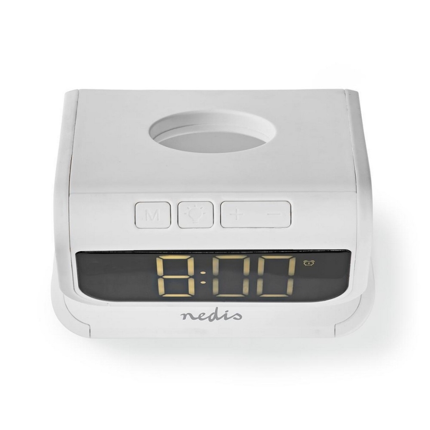 Žadintuvas su belaidžiu įkrovikliu LED / 10W / 1xCR2032 baltas