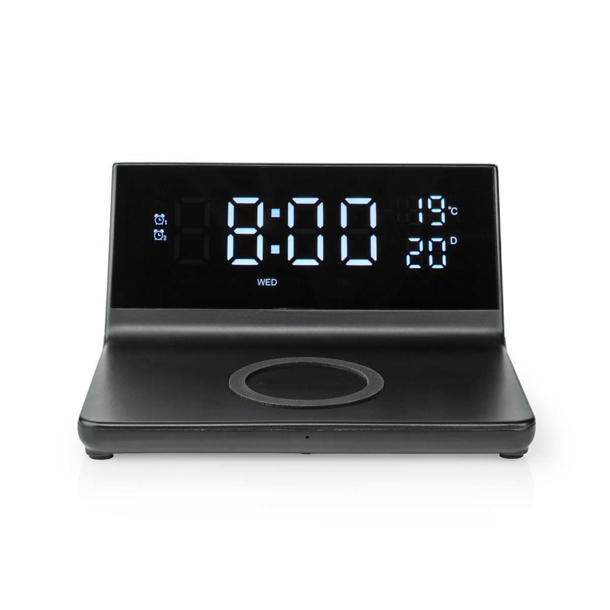 Žadintuvas su LCD ekranu ir bevielis įkroviklis 15W/230V + 1xCR2032 juoda
