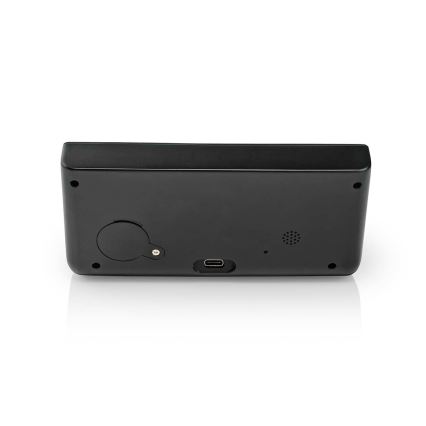Žadintuvas su LCD ekranu ir bevielis įkroviklis 15W/230V + 1xCR2032 juoda