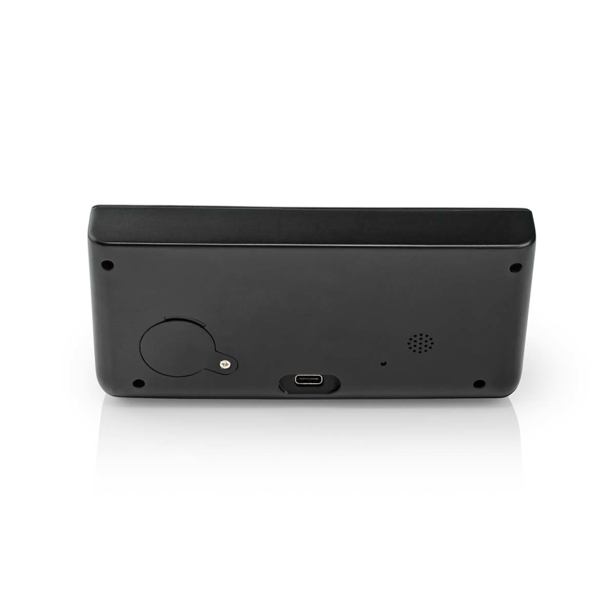 Žadintuvas su LCD ekranu ir bevielis įkroviklis 15W/230V + 1xCR2032 juoda