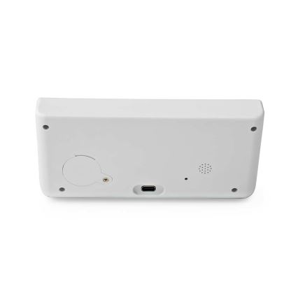 Žadintuvas su LCD ekranu ir bevielis įkroviklis 15W/5V + 1xCR2032 balta