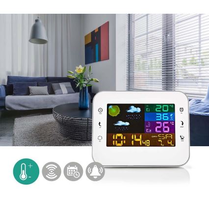 Meteorologinė stotis su LCD ekranu 230V baltas