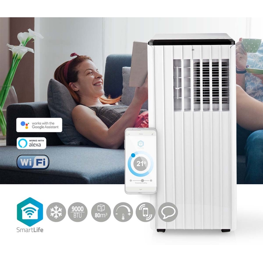 Išmanusis mobilus oro kondicionierius 3in1 su visais priedais 1010W/230V 9000 BTU Wi-Fi + nuotolinio valdymo pultas