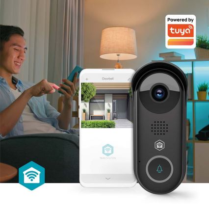 Išmanus vaizdo durų skambutis su judesio jutikliu SmartLife 5V Full HD 1080p IP54 Wi-Fi Tuya