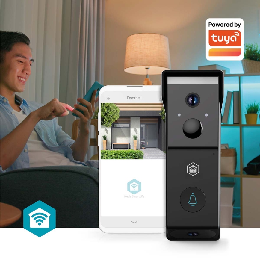 Vaizdo durų skambutis su judesio jutikliu SmartLife 4400 mAh 2x Full HD 1080p IP54 Wi-Fi Tuya