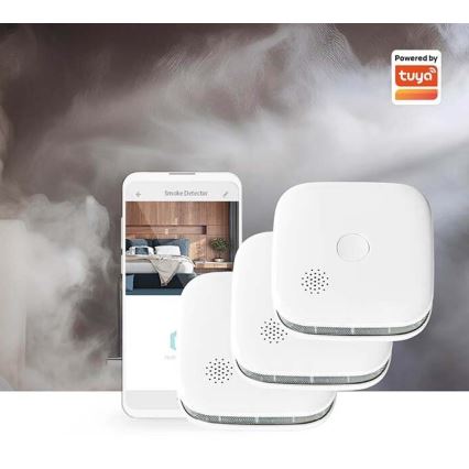 KOMPLEKTAS 3x Dūmų detektorius SmartLife 3V/1xCR123A Wi-Fi Tuya