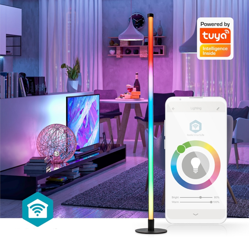 LED RGBIC Pritemdomas toršeras Smartlife LED/10W/230V 100,5 cm 2700-6500K Wi-Fi Tuya + nuotolinio valdymo pultas