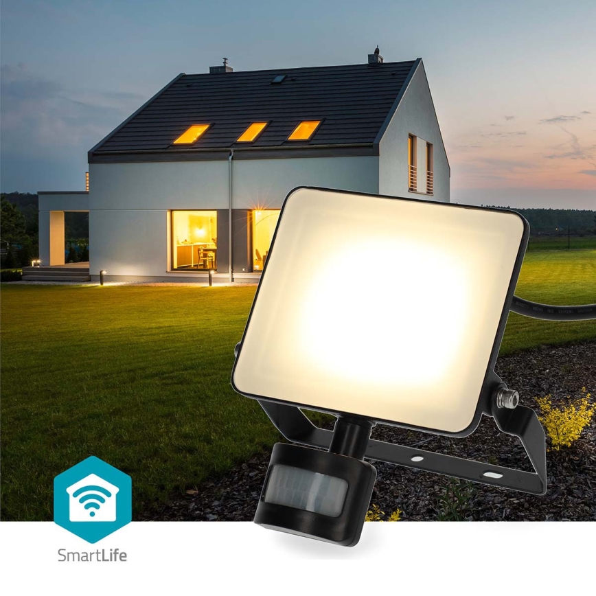 Reguliuojamas LED prožektorius SmartLife, kištukinis, su judesio jutikliu, 20W/230V, 3000-6500K, IP44, Wi‑Fi