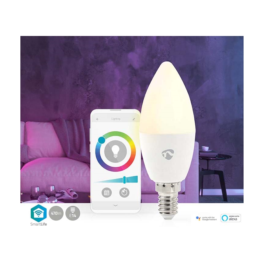 LED RGB Reguliuojama lemputė E14/4,9W/230V Wi-Fi 2700-6500K