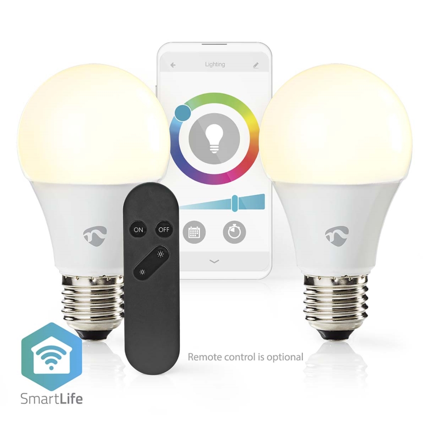 Rinkinys 2x LED RGBW dimeriuojamos lemputės SmartLife E27/9W/230V Wi-Fi 2700-6500K