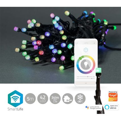 LED RGB Lauko kalėdinė girlianda 42xLED/8 funkcijų 8m IP65 Wi-Fi Tuya
