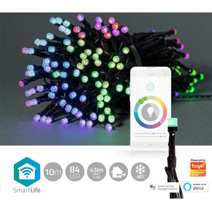 LED RGB Lauko girlianda 84xLED/8 funkcijos 13m IP65 Wi-Fi Tuya