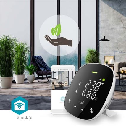 Išmanusis oro kokybės monitorius su LED ekranas SmartLife Wi-Fi