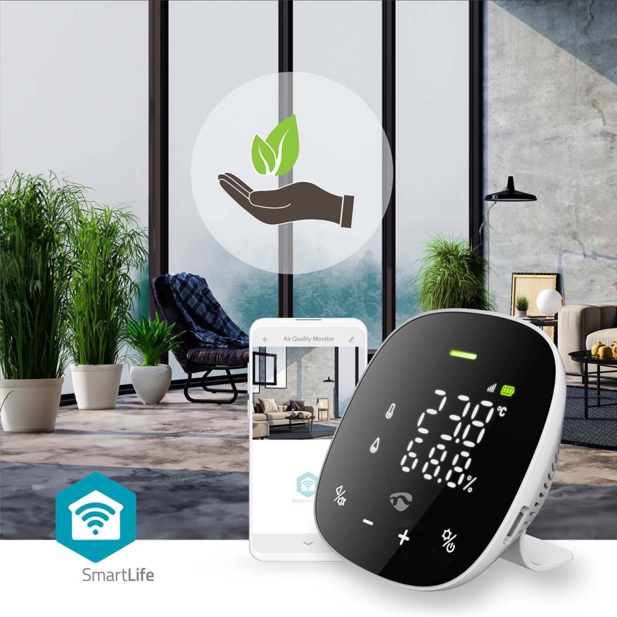 Išmanusis oro kokybės monitorius su LED ekranas SmartLife Wi-Fi