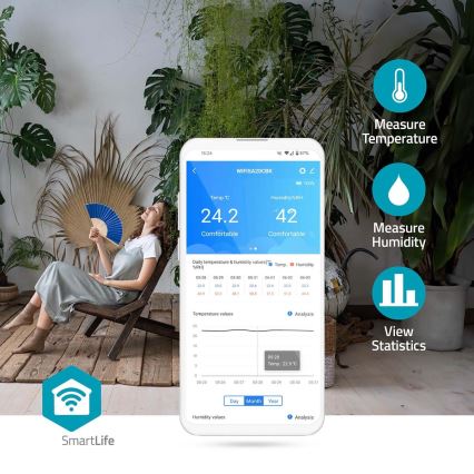 Išmanusis oro kokybės monitorius su LED ekranas SmartLife Wi-Fi