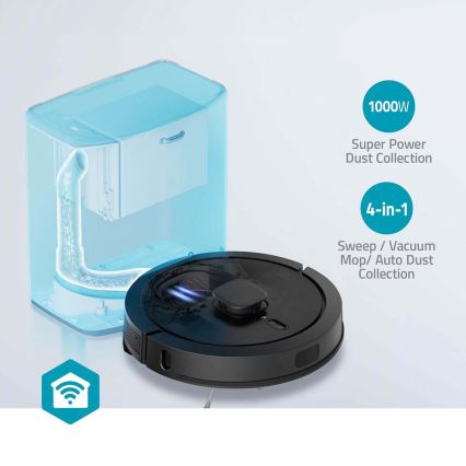 Išmanusis robotas dulkių siurblys su šluoste SmartLife 5200 mAh Wi-Fi Tuya juoda + nuotolinio valdymo pultas