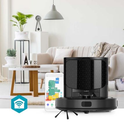 Išmanusis robotas dulkių siurblys su šluoste SmartLife 5200 mAh Wi-Fi Tuya juoda + nuotolinio valdymo pultas