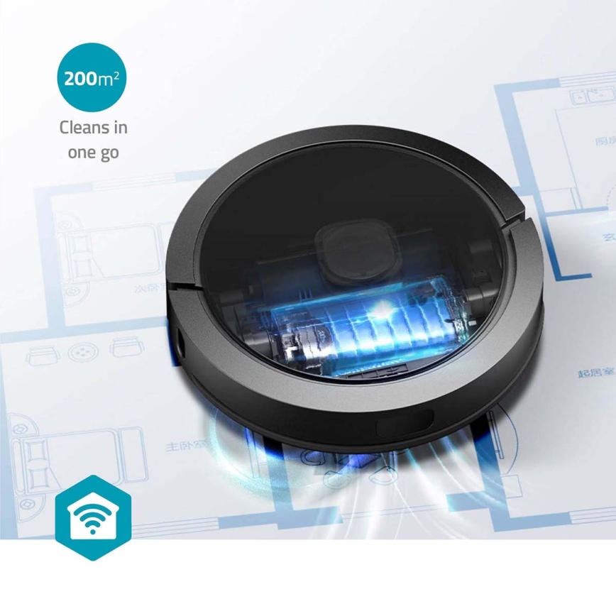 Išmanusis robotas dulkių siurblys su šluoste SmartLife 5200 mAh Wi-Fi Tuya juoda + nuotolinio valdymo pultas