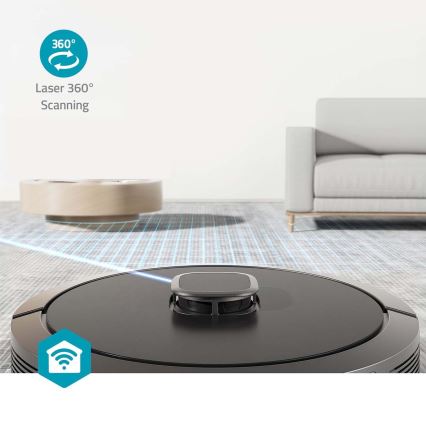 Išmanusis robotas dulkių siurblys su šluoste SmartLife 5200 mAh Wi-Fi Tuya juoda + nuotolinio valdymo pultas