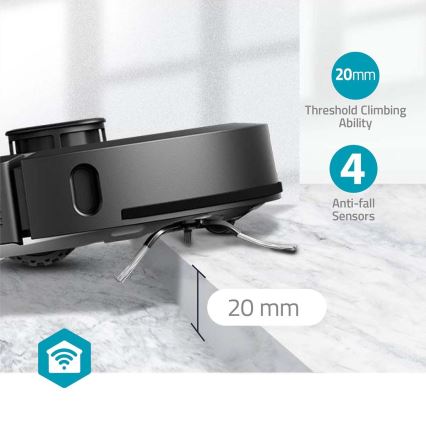 Išmanusis robotas dulkių siurblys su šluoste SmartLife 5200 mAh Wi-Fi Tuya juoda + nuotolinio valdymo pultas