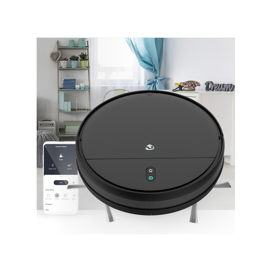 Išmanusis robotas dulkių siurblys su šluoste 28W/2500 mAh Wi-Fi juoda + nuotolinio valdymo pultas