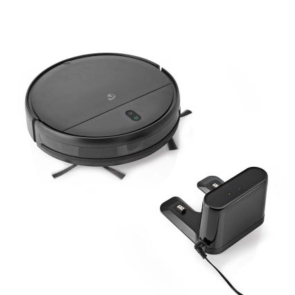Išmanusis robotas dulkių siurblys su šluoste 28W/2500 mAh Wi-Fi juoda + nuotolinio valdymo pultas