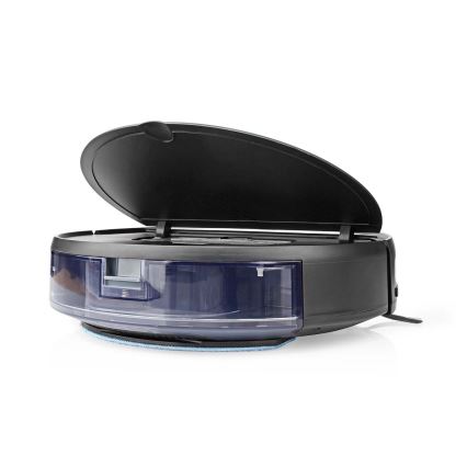 Išmanusis robotas dulkių siurblys su šluoste 28W/2500 mAh Wi-Fi juoda + nuotolinio valdymo pultas