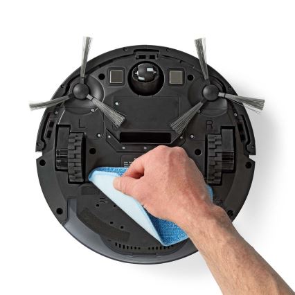 Išmanusis robotas siurblys su drėgno valymo funkcija 28W/2500 mAh Wi-Fi juodas + nuotolinio valdymo pultas