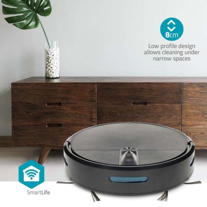 Išmanusis robotinis siurblys su mopu SmartLife 2600 mAh Wi‑Fi Tuya juodas + nuotolinis valdymas