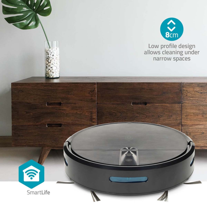 Išmanusis robotinis siurblys su mopu SmartLife 2600 mAh Wi‑Fi Tuya juodas + nuotolinis valdymas