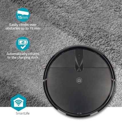 Išmanusis robotinis siurblys su mopu SmartLife 2600 mAh Wi‑Fi Tuya juodas + nuotolinis valdymas