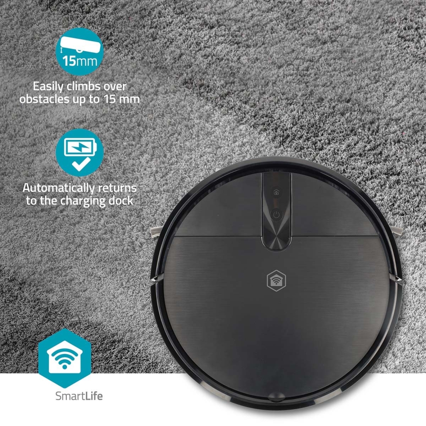 Išmanusis robotinis siurblys su mopu SmartLife 2600 mAh Wi‑Fi Tuya juodas + nuotolinis valdymas