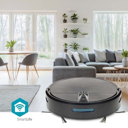Išmanusis robotinis siurblys su mopu SmartLife 2600 mAh Wi‑Fi Tuya juodas + nuotolinis valdymas