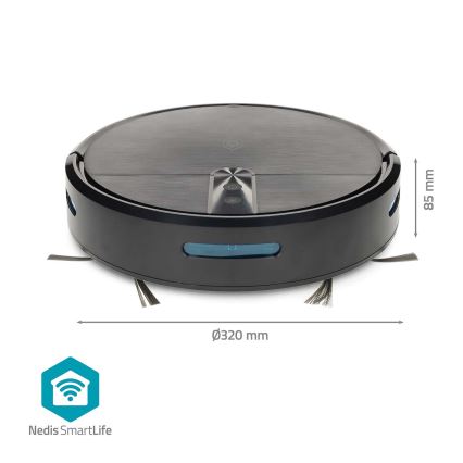 Išmanusis robotinis siurblys su mopu SmartLife 2600 mAh Wi‑Fi Tuya juodas + nuotolinis valdymas