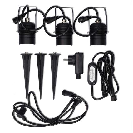 Nedis ZBLOS10RGBW3-SADA 3x LED RGBW dimeriuojamos lauko lempos LED/3W/230V IP65 Wi-Fi Tuya