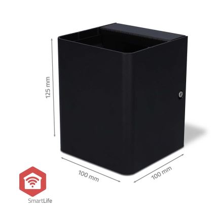 LED RGBW su reguliuojamu ryškumu lauko sieninis šviestuvas SmartLife LED/12W/230V IP65 Wi-Fi Tuya juodas